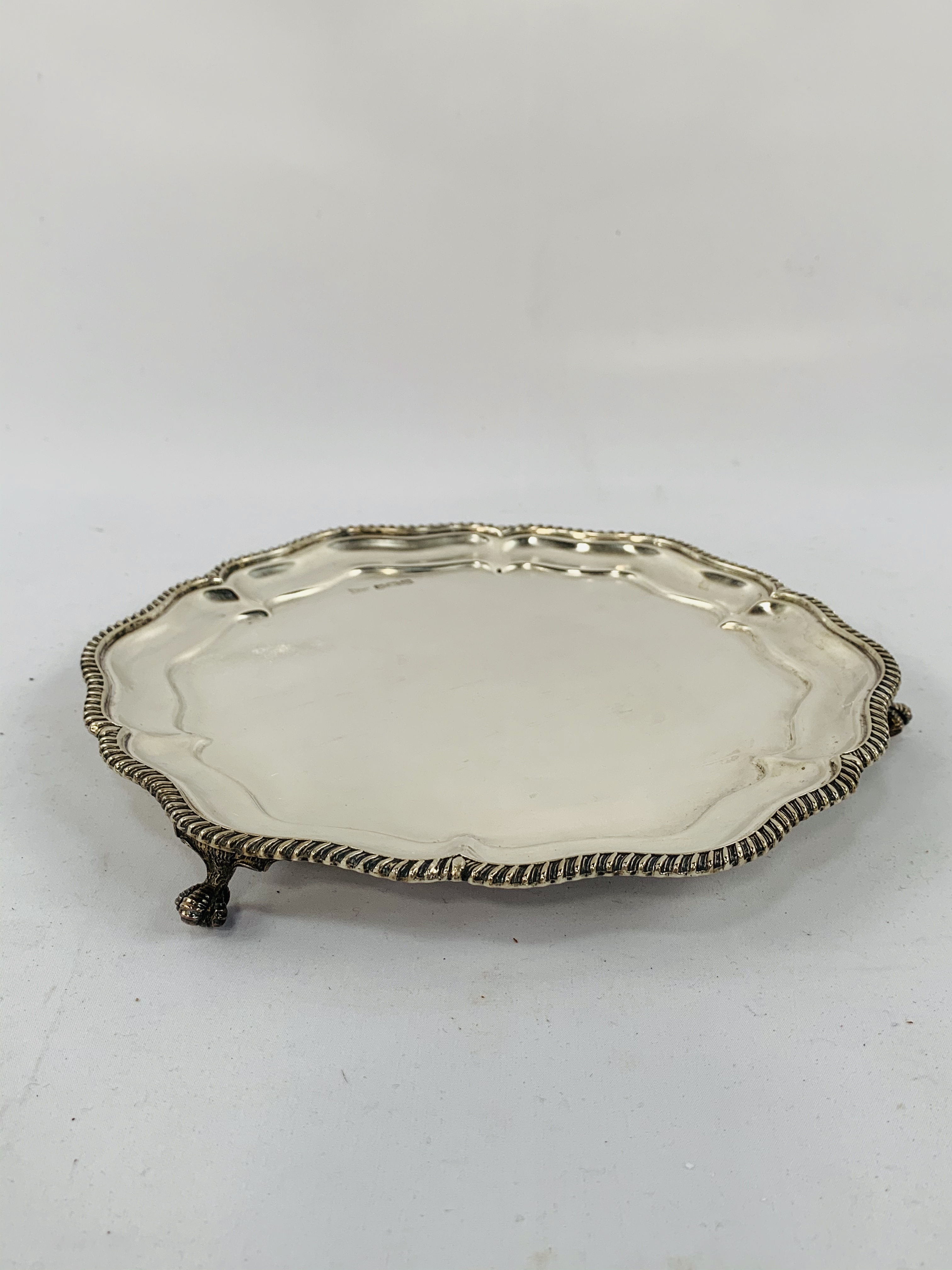 Walker and Hall sterling silver card tray, 1937 Chester hallmark.