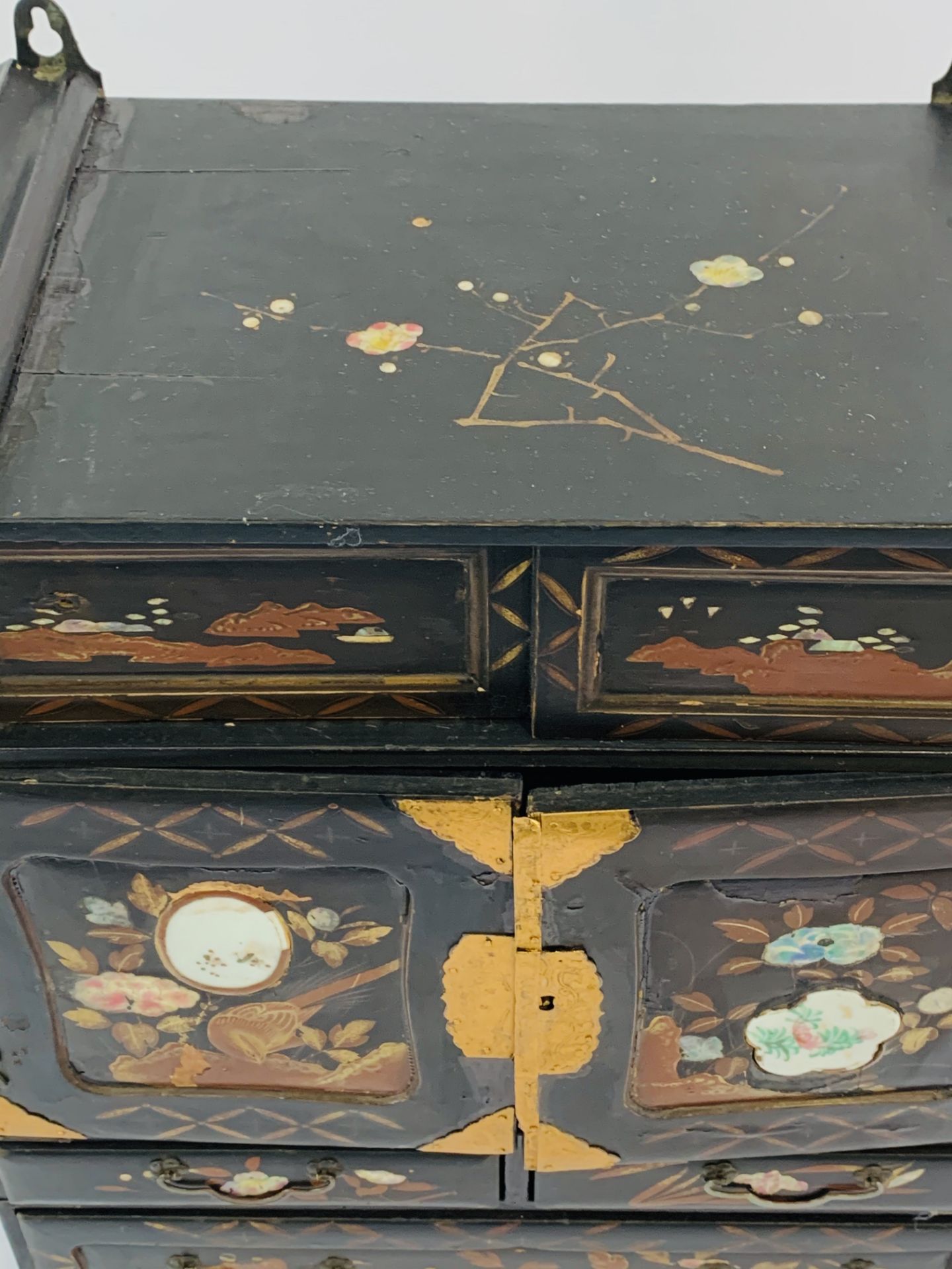 Late 19th Century ebonised and mother of pearl Chinese travel cabinet for jewellery and writing. - Image 3 of 5
