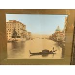 Two framed and glazed hand painted photographs of late 19th Century Venice.