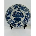 Two 18th Century Blue and White pattern blue glazed plates.