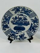 Two 18th Century Blue and White pattern blue glazed plates.