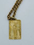 9ct gold chain necklace and pendant.