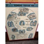 1960's Dutch classroom educational print on board 'Romeins Tudvak'.