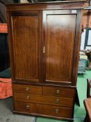 Edwardian inlaid mahogany linen press.