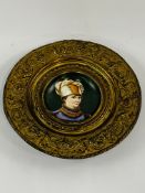 19th century Royal Vienna repousse brass rim after asti 1807 portrait plate.