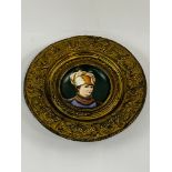 19th century Royal Vienna repousse brass rim after asti 1807 portrait plate.