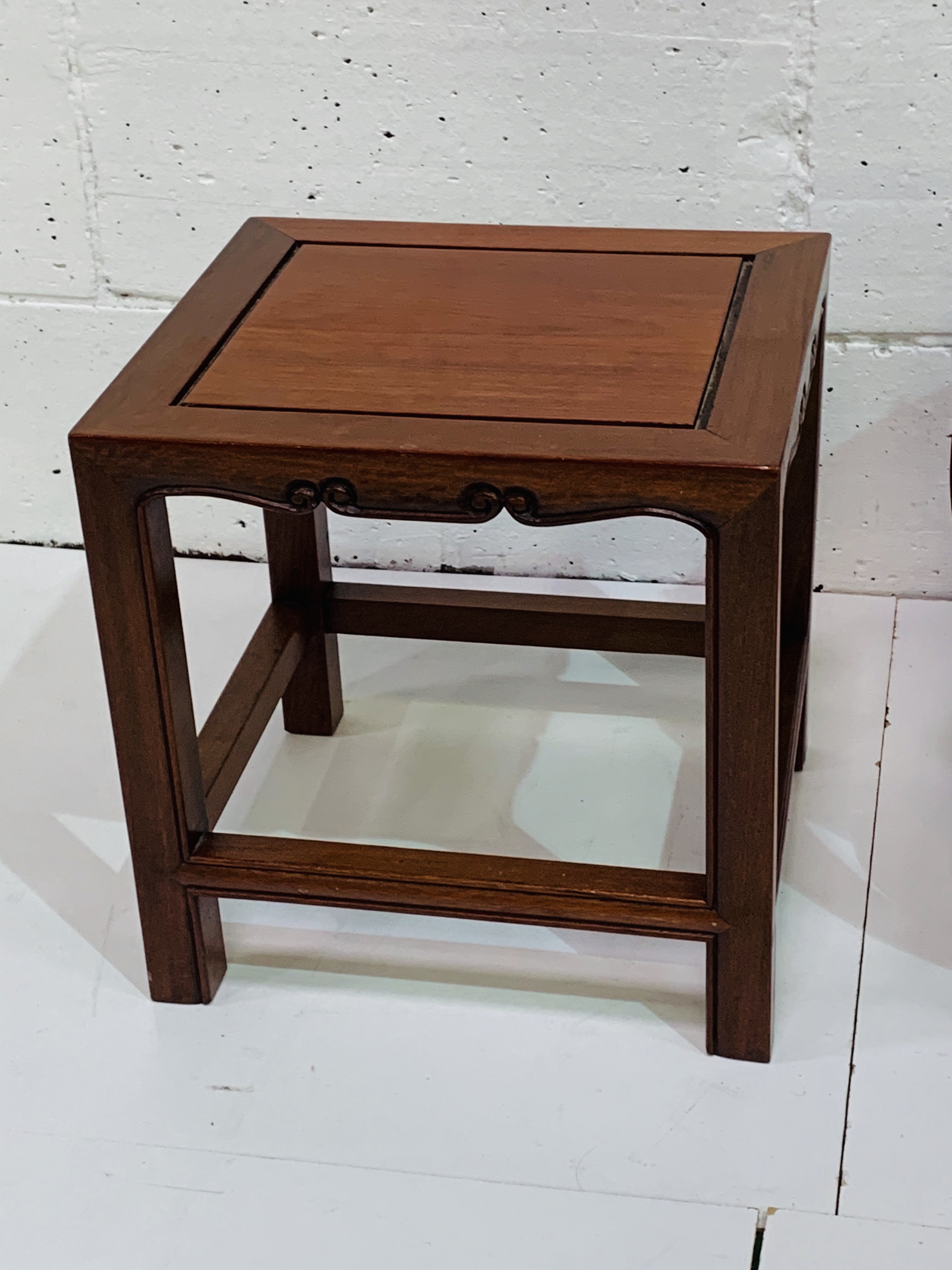 Chinese hardwood barrel side table; together with a square stool. - Image 3 of 3