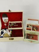 Two Jewellery boxes containing costume jewellery.