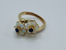 14k gold, sapphire and opal ring, 5.5gms