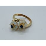 14k gold, sapphire and opal ring, 5.5gms