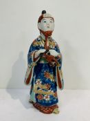 Japanese ceramic/polychromatic Hakata style Kabuki musician. Height 23 cms