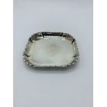 Square silver card tray, hallmarked London 1932, by William Comyns & Son.