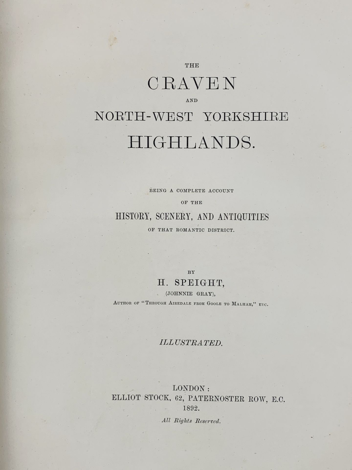 The Craven and North West Yorkshire Highlands by H Speight 1892 - Image 2 of 3