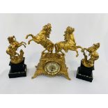 Garniture set featuring 4 Marley Horses, classic clock set.