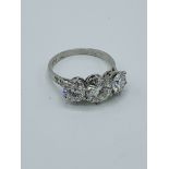 3 stone diamond platinum ring.