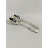 Pair of sterling silver serving spoons by Thomas Wallis II, 1808, 4.7ozt.