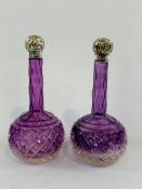 Pair of two tone deep ruby perfume bottles.