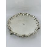 Large silver tray with scalloped edge, hallmarked London 1923, by Thomas Bradbury & Sons Ltd. Weight