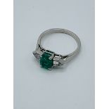 Art Deco style emerald and diamond ring.