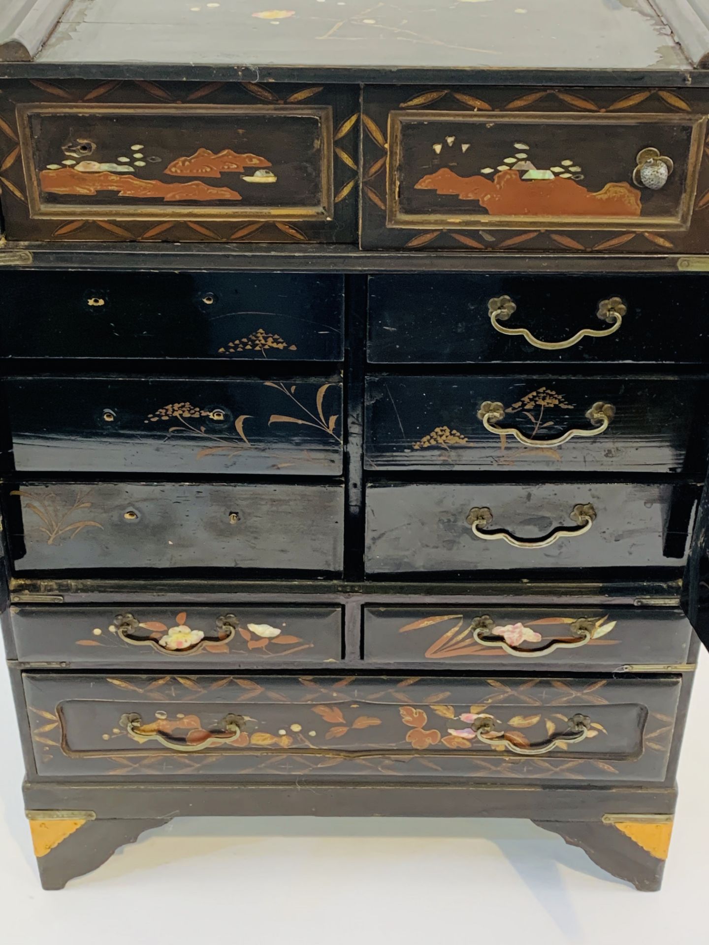 Late 19th Century ebonised and mother of pearl Chinese travel cabinet for jewellery and writing. - Image 4 of 5