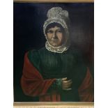Large oil on canvas 19th century portrait of a distinguished lady