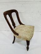 Mahogany framed Arts and Crafts style dining chair with upholstered seat