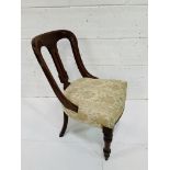 Mahogany framed Arts and Crafts style dining chair with upholstered seat