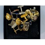 Collection of men’s cufflinks and costume jewellery in display box