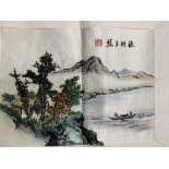 Collection of seven unframed Oriental paintings on silk.