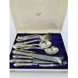 Set of six Swedish 800 silver forks, spoons and silver handled knives. Total weight 25.87 ozt