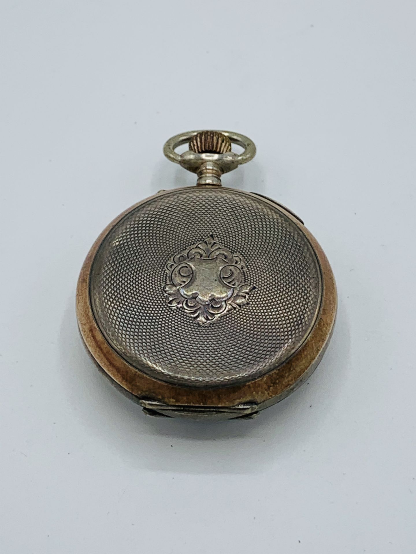800 silver and gold plate case manual wind lady's pocket watch, in going order - Image 3 of 6