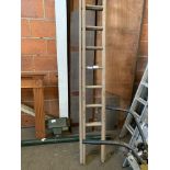 Wooden double extending ladder.