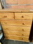 Pine wooden chest of drawers with four drawers over two drawers, 82 x 43 x 100cms.