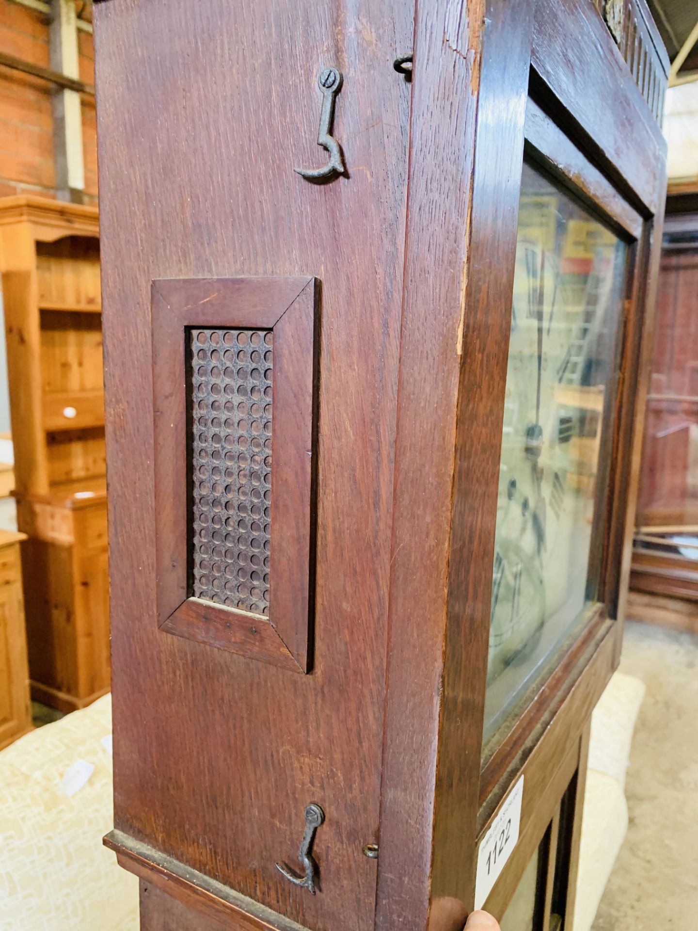 Oak long case clock "Westminster Glockenspiel", possibly by Mauthe, 1930s. - Image 5 of 5