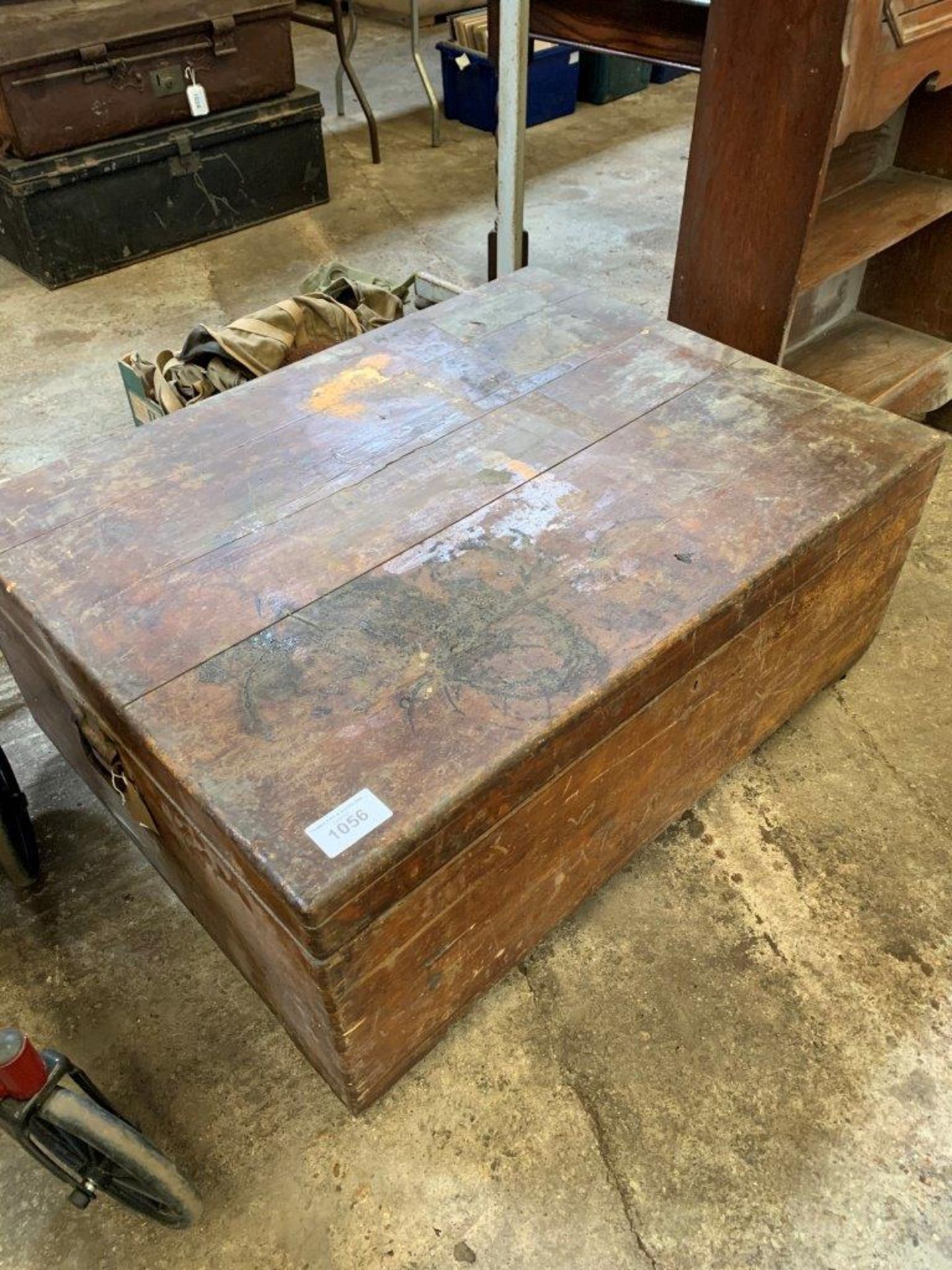 Pine chest on casters.