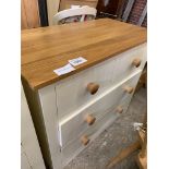 Silverwood Furniture oak laminate and painted pine chest of 2 over 2 drawers.