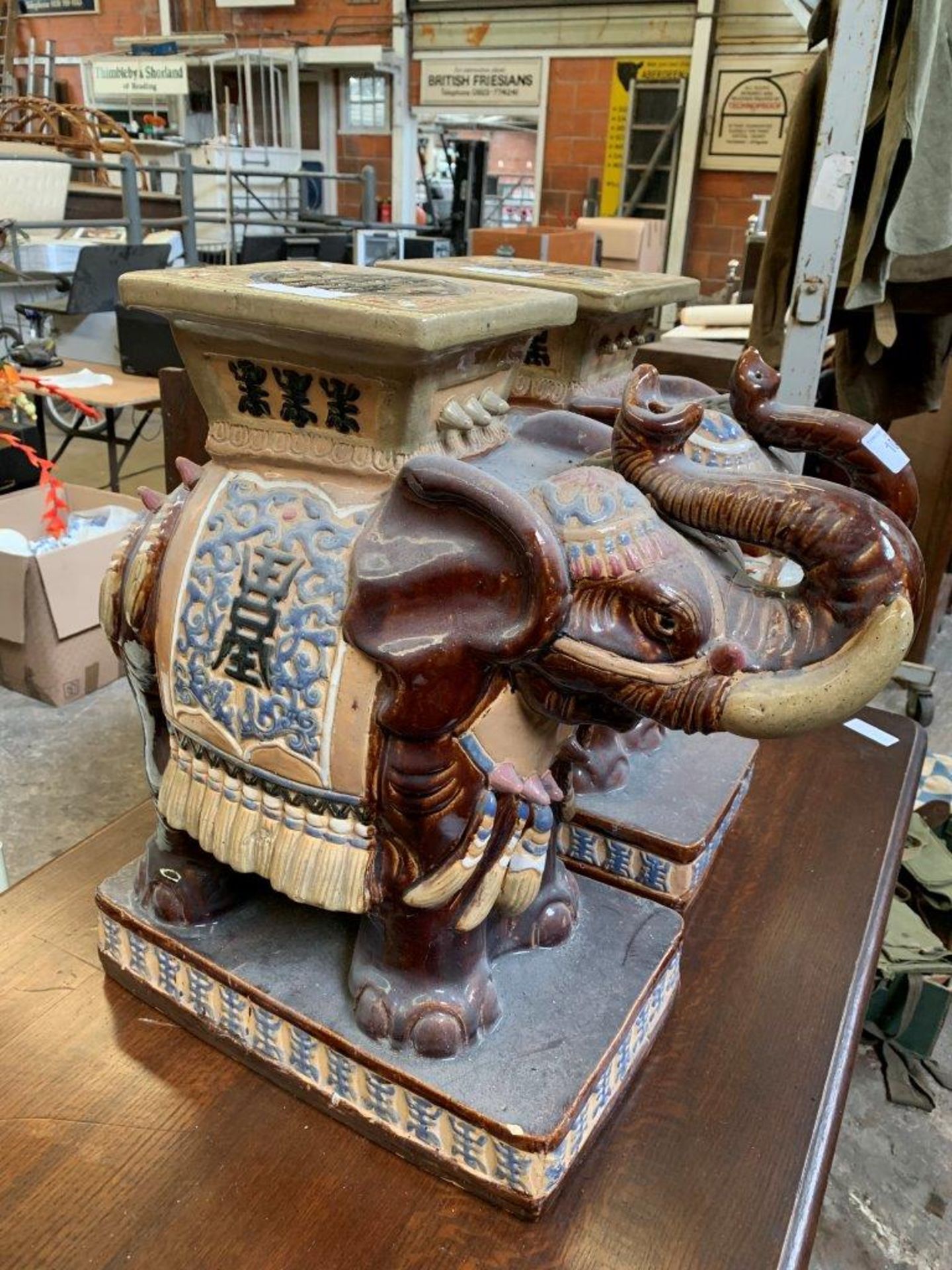 2 ceramic Oriental elephant stools. - Image 2 of 2