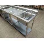 Single bowl right hand drainer sink 100 x 60 x 104 cms