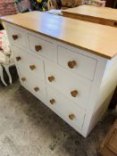 Silverwood Furniture oak laminate and painted pine chest of 3 over 4 drawers
