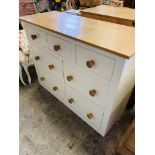 Silverwood Furniture oak laminate and painted pine chest of 3 over 4 drawers