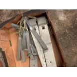 4 Galvanised gate hinges and hanging pins.