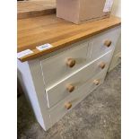 Silverwood Furniture oak laminate and painted pine chest of 2 over 2 drawers.