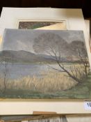 Large quantity unframed paintings, mainly watercolours.