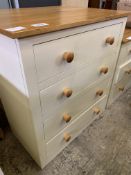 Silverwood Furniture oak laminate and painted pine chest of 4 drawers.