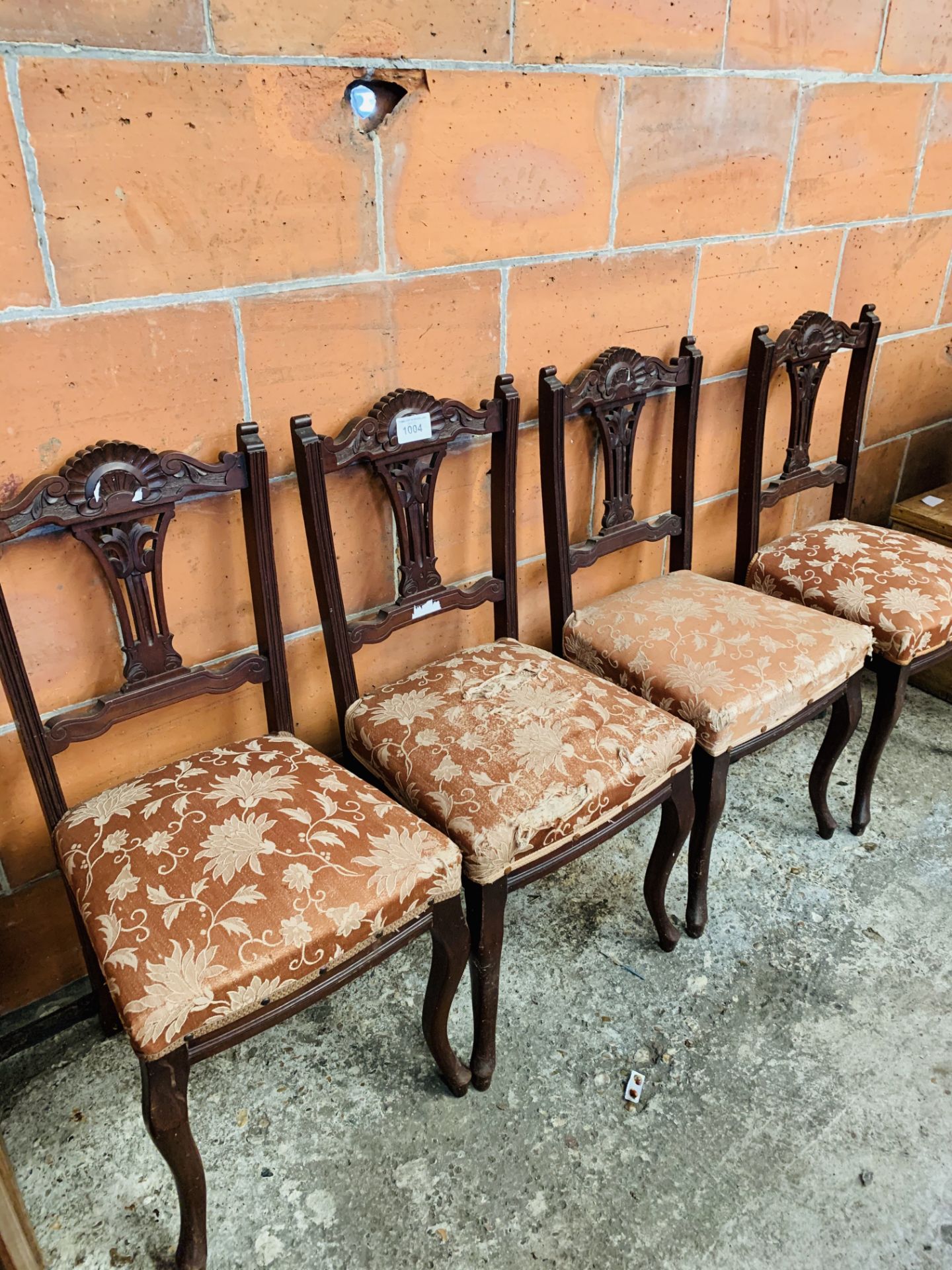 4 Mahogany framed open splat dining chairs.