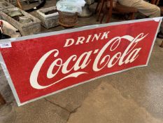 Aluminium "Coca-Cola" sign, 150 x 62cms.