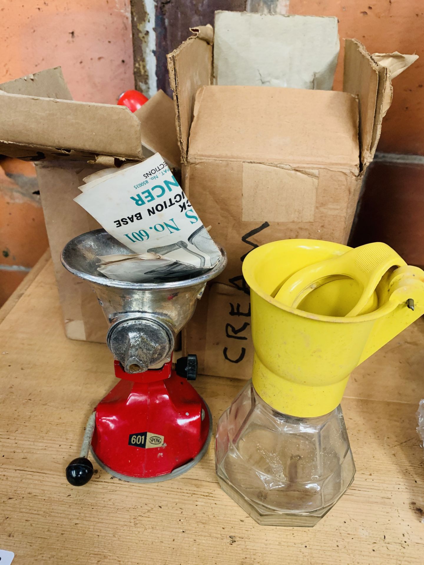 1950's Bel cream maker together with a Spong 601 Mincer.