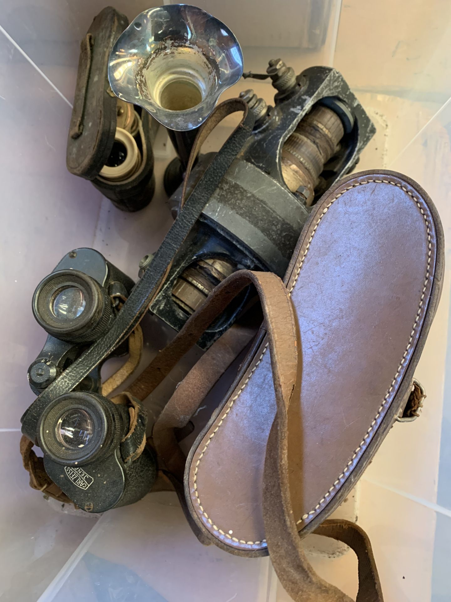 2 pairs Zeis binoculars, Clarice Cliff lidded bowl and box of assorted items. - Image 3 of 5