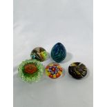 Group of 5 small paperweights.