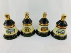 Four 75cl Bells Whisky decanters '89, '89, '90, '91, all unopened.